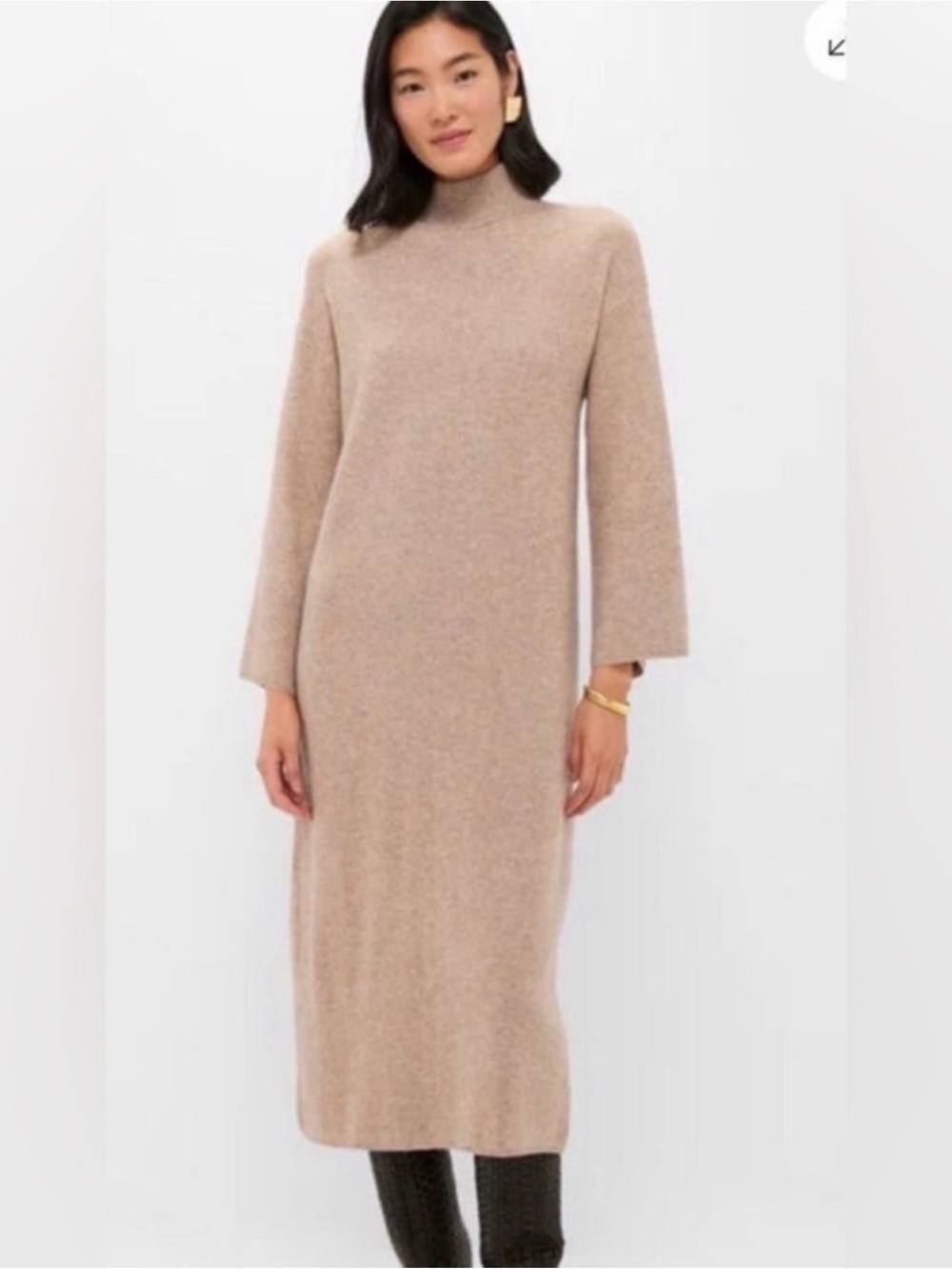 Tuckernuck Wheat Ellery Dress Mock Neck Maxi Straight Sweater Dress